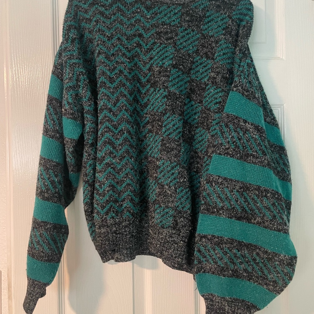 Pronto Uomo Teal and Gray Knit Sweater